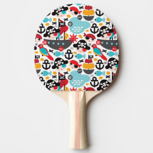 Retro piratillustrationsegling pingisracket