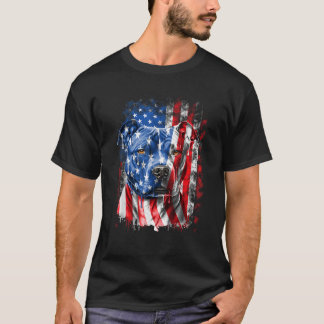 Retro Pitbull Hund American Flagga Independence da T Shirt