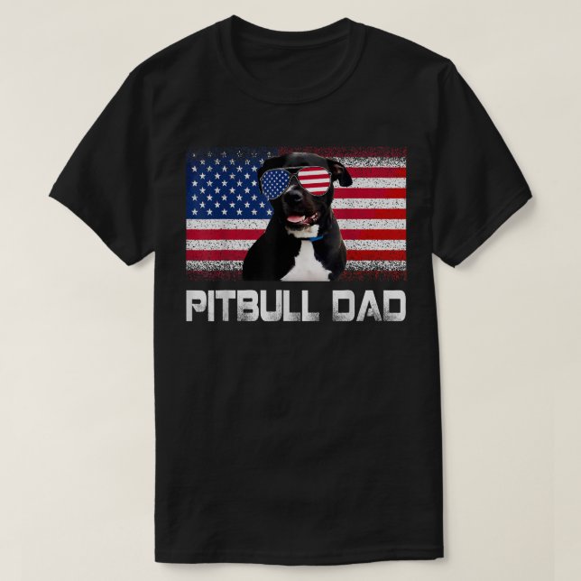 Retro Pitbull Pappa Hund älskare ägare Fars dag Am T Shirt (Design framsida)
