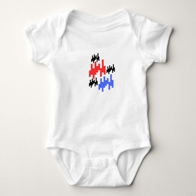 Retro Pixel Alien Baby Bodysuit;Cute Arcade Style T Shirt (Framsida)