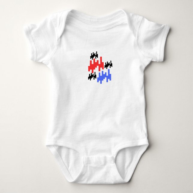 Retro Pixel Alien Baby Bodysuit;Söt arkadstil T Shirt (Framsida)