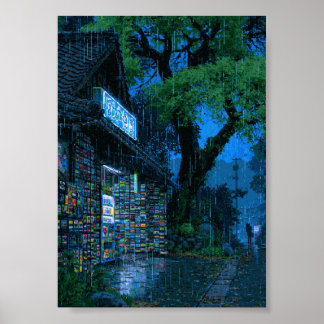 Retro Pixel Art Cyberpunk-vägg Poster