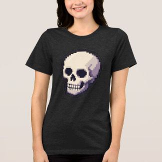 Retro Pixel Art Dödskalle Estetisk Grafisk T-Shirt