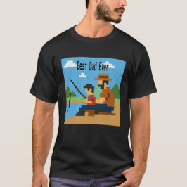 Retro Pixel Art Fiske Pappa i Fars dag T Shirt