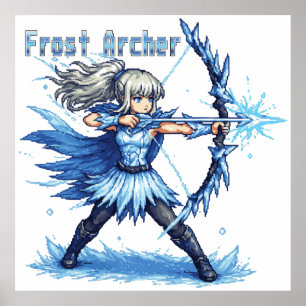 Retro Pixel Art Frost Bågskytt Krigare Poster
