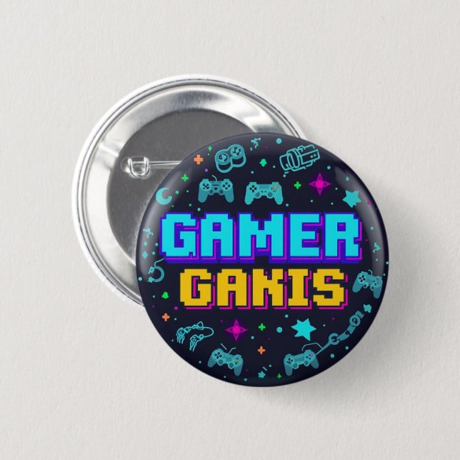 Retro Pixel Art Gaming Button Design" Knapp (Framsida & baksida)
