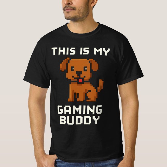 Retro Pixel Art Hund - "Det här är mitt spel Buddy T Shirt (Framsida)