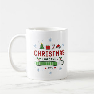 Retro Pixel Art Jul Laddar 75 Procent Gamer Kaffemugg