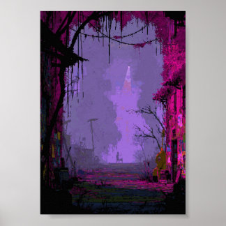 Retro Pixel Art Övervuxen Dystopi Poster
