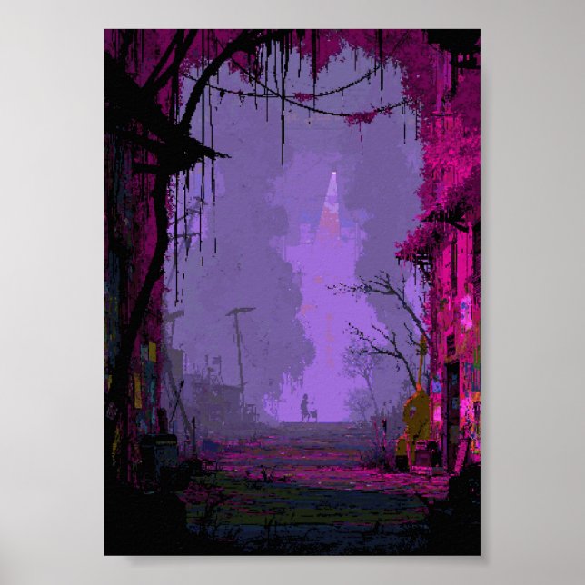 Retro Pixel Art Övervuxen Dystopi Poster (Framsidan)