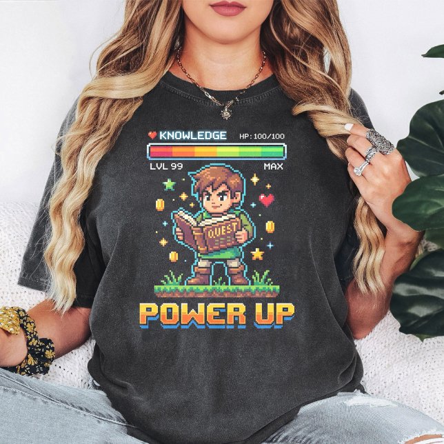 Retro Pixel Art Spelare Power Up T Shirt (Skapare uppladdad)
