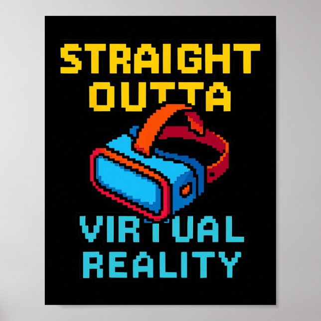 Retro Pixel Art Virtual Reality Grafik För En Vr G Poster (Framsidan)