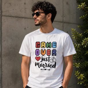 Retro Pixel Game Over Nygifta Kärlek T Shirt