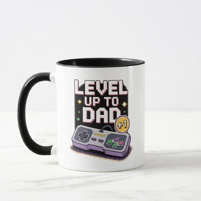 Retro Pixel Gamer Pappa Gamer-Inspired Fatherown Mugg (Vänster)