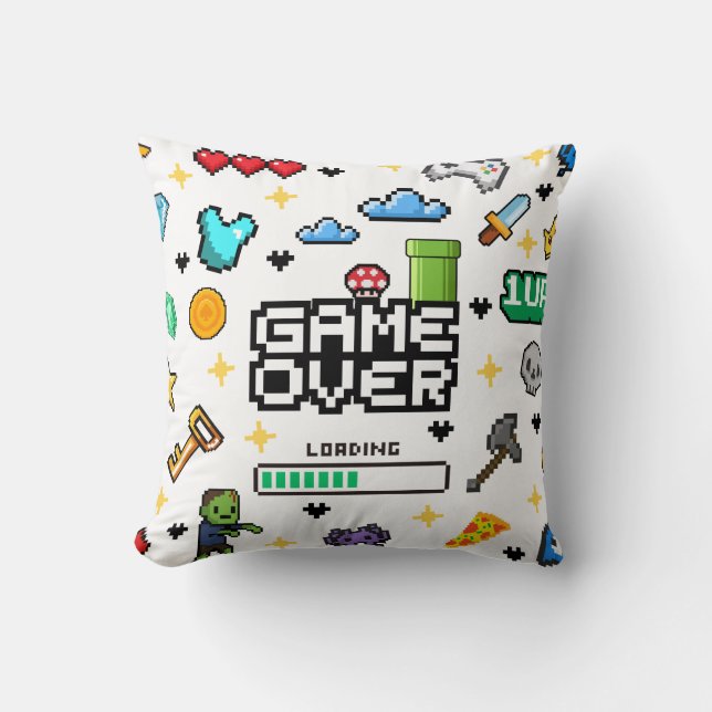 Retro Pixel Gaming Kuddcover Video Gamer Present Kudde (Framsida)