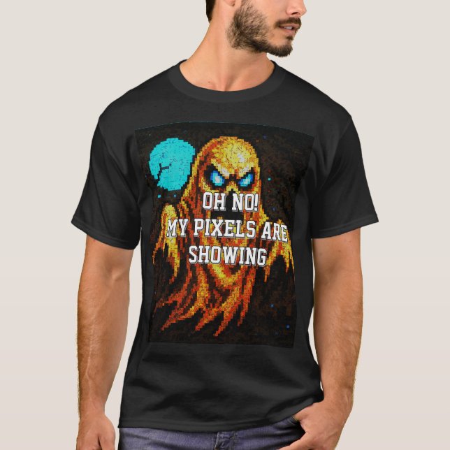 Retro Pixel Ghost T Shirt (Framsida)
