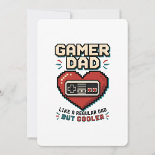 Retro Pixel Heart Controller Gamer Pappa Inbjudningar