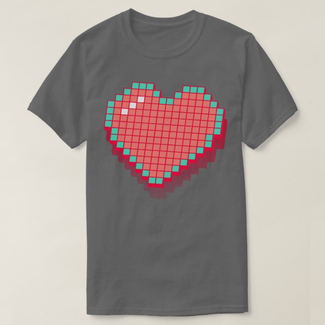 Retro Pixel Heart Rosa 3D RxTp T Shirt (Design framsida)