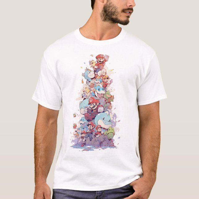 Retro Pixel Hjälte Familj T Shirt (Framsida)