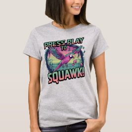 Retro Pixel Papegoja – Tryck på Play för att skrik T Shirt