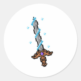 Retro Pixel Svärd Runt Klistermärke