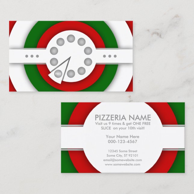 retro PIZZA  lojalitetsstämpelkort Lojalitetskort (Fram/baksida)