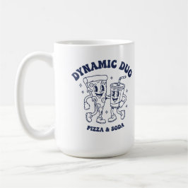 Retro Pizza och Soda "Dynamiska Duo" Maskot  Vinta Kaffemugg