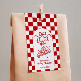 Retro Pizza Party Baby Shower Favor Tags Presentetikett