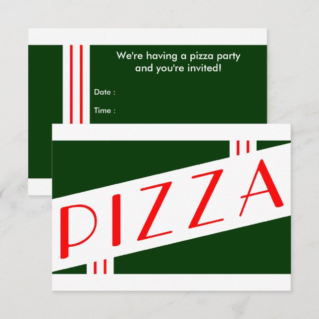 retro pizza party inbjudningar (Fram/baksida)