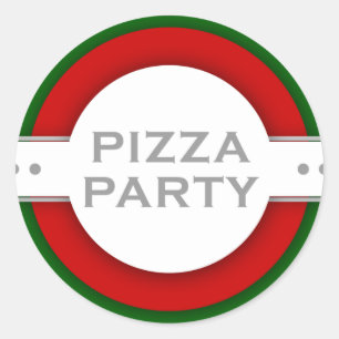 retro PIZZA party Runt Klistermärke