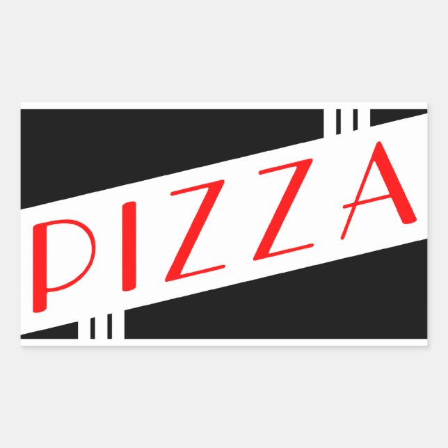 retro pizza rektangulärt klistermärke (Framsida)