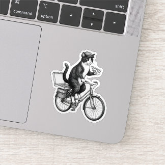 Retro Pizzaleverans Katt  Klistermärken