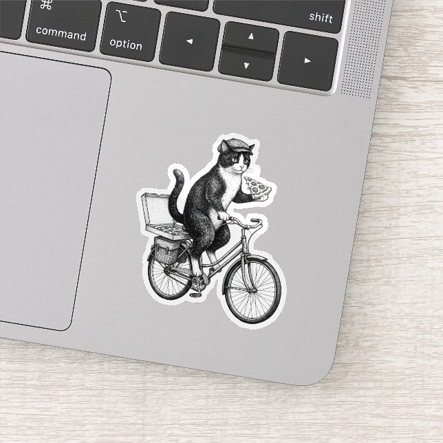 Retro Pizzaleverans Katt  Klistermärken (Detalj)