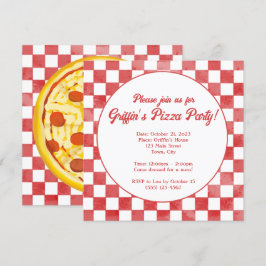 Retro Pizzeria Pizza Party, italiensk Födelsedagsf Inbjudningar