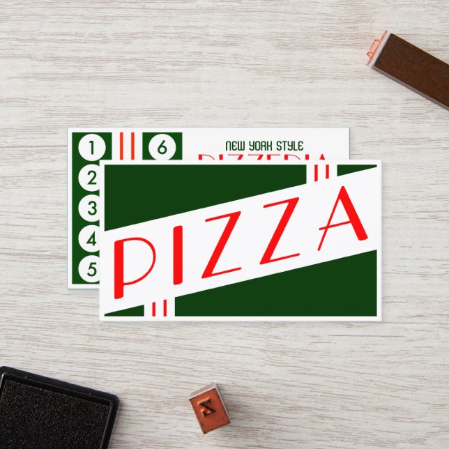 retro pizzeriakundlojalitet lojalitetskort (Fram/Back In Situ)