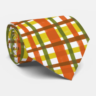 Retro pläd för 70-talorangegult slips
