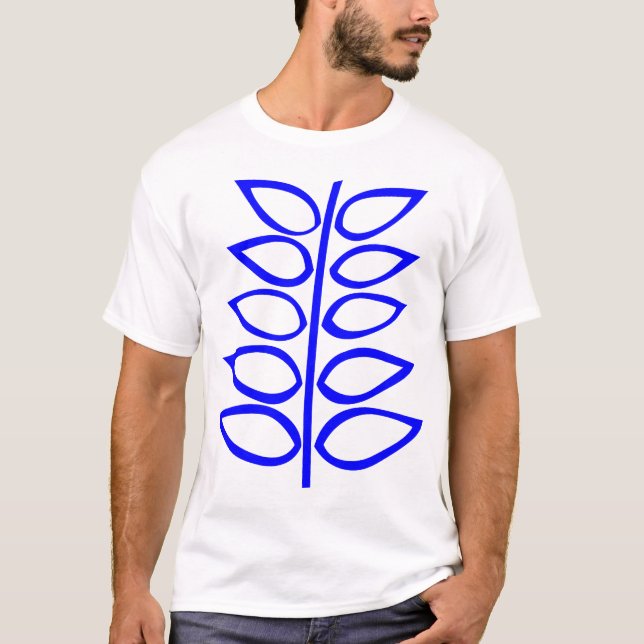 Retro Plant - Blue Tee Shirt (Framsida)