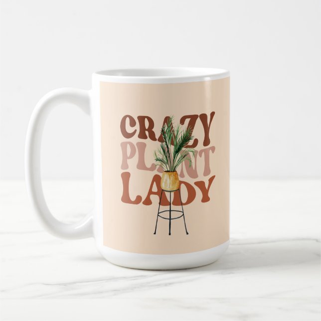 Retro Plant Dam Watercolor Plants Typography Kaffemugg (Vänster)