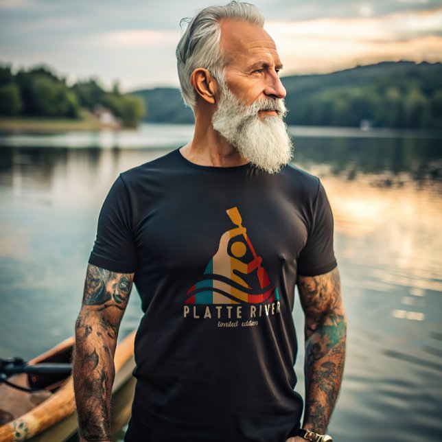 Retro Platte River Kayaking T Shirt (Skapare uppladdad)