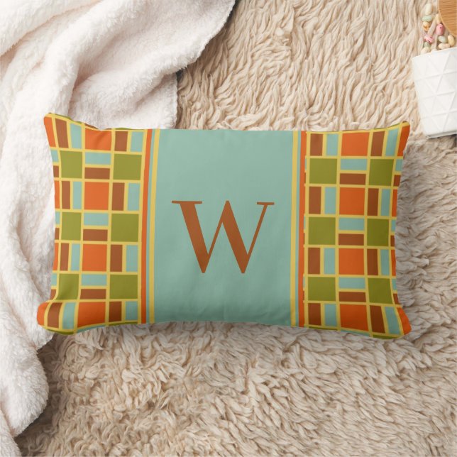 Retro-plattor Monogram Lumbarkudde (Filt)