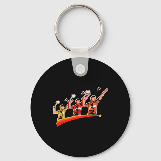 Retro Play Badminton Sport Player Shuttle Nyckelring (Framsida)