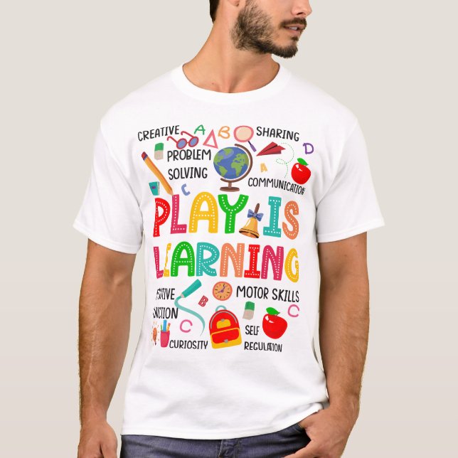 Retro Play lär sig förskolelärare Team T Shirt (Framsida)