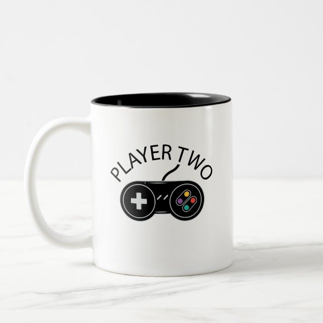 Retro Player Två spelkontroller Två-Tonad Mugg (Vänster)