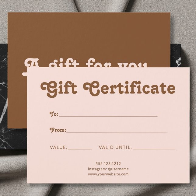 Retro Playful Minimalist Pink Brown Certificate Visitkort (Skapare uppladdad)