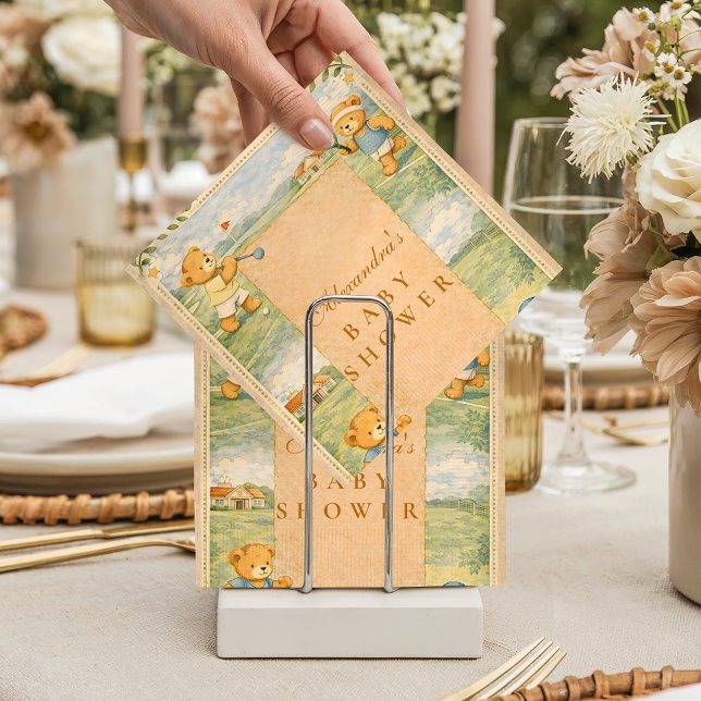 Retro Playground Teddy Bears Baby Shower Pappersservett (Skapare uppladdad)