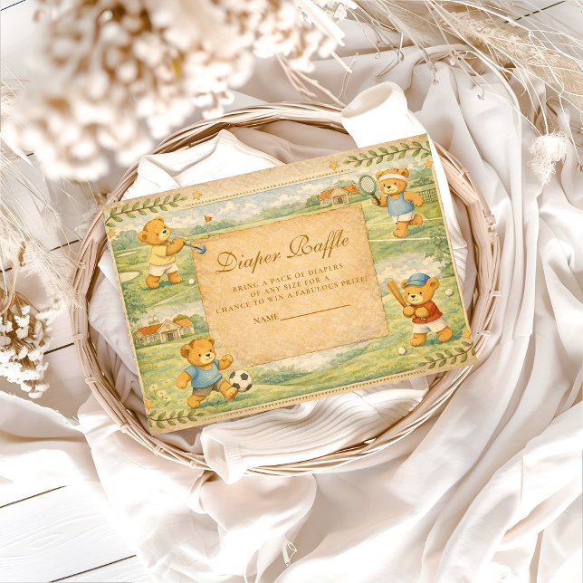 Retro Playground Teddy Bears Diapper Raffle Tilläggskort (Skapare uppladdad)