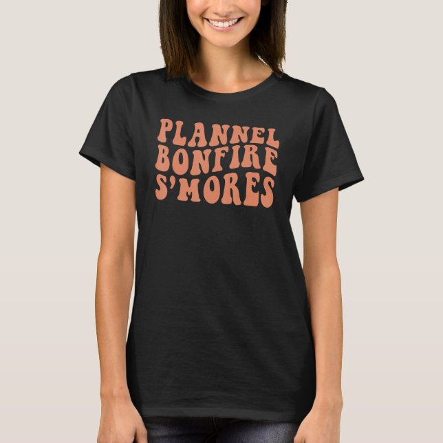 Retro Plskanal Bonfire S'mores Fall Vibes Lycklig  T Shirt (Framsida)