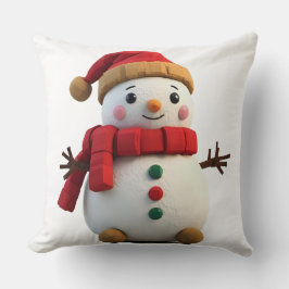 Retro Plush Snowman With Scarf Christmas Kudde
