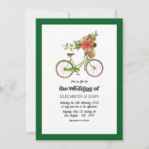 Retro Poinsettia Cykel Jul Bröllop Inbjudningar