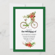 Retro Poinsettia Cykel Jul Bröllop